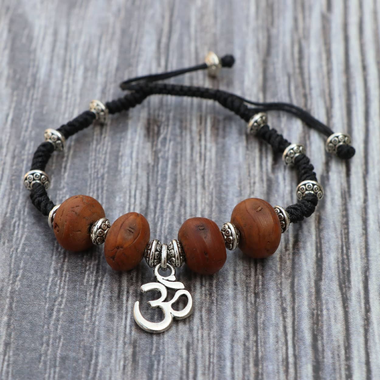 Buy the best Hindu Om Hand Knotted Wrist Mala With Bodhi Seed
