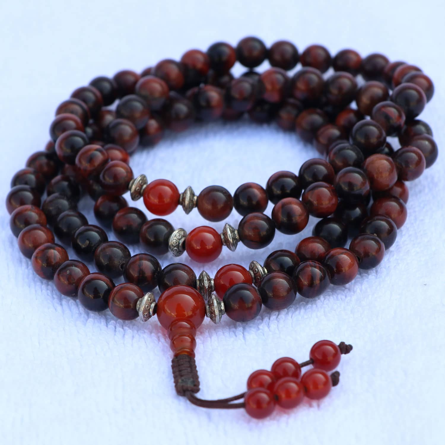 Tigers Eye & Lava Stone 108 Bead Crystal Gemstone Meditation Mala Beads