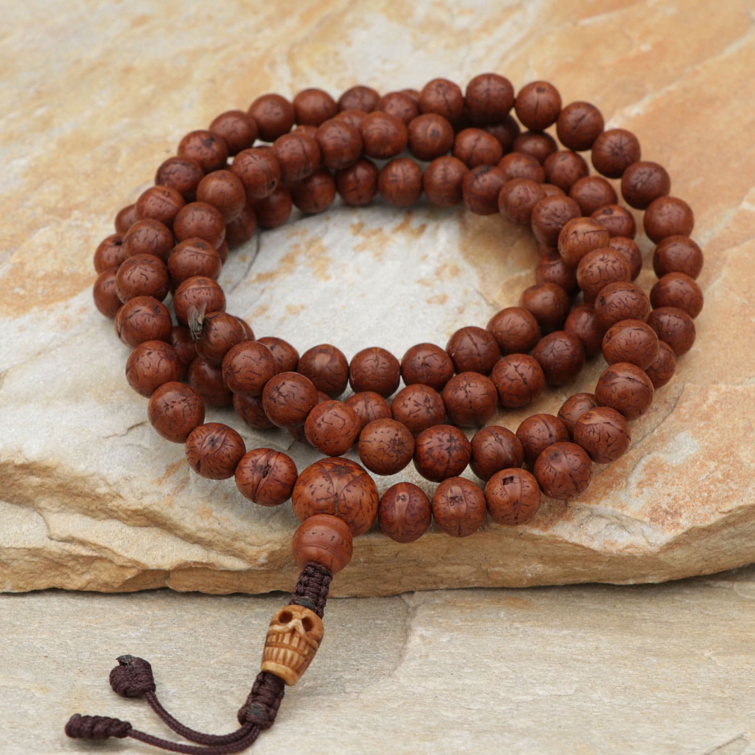 Necklace Chain Monk Shamballa Buddha Asia Teak Wood Phoenix Mala