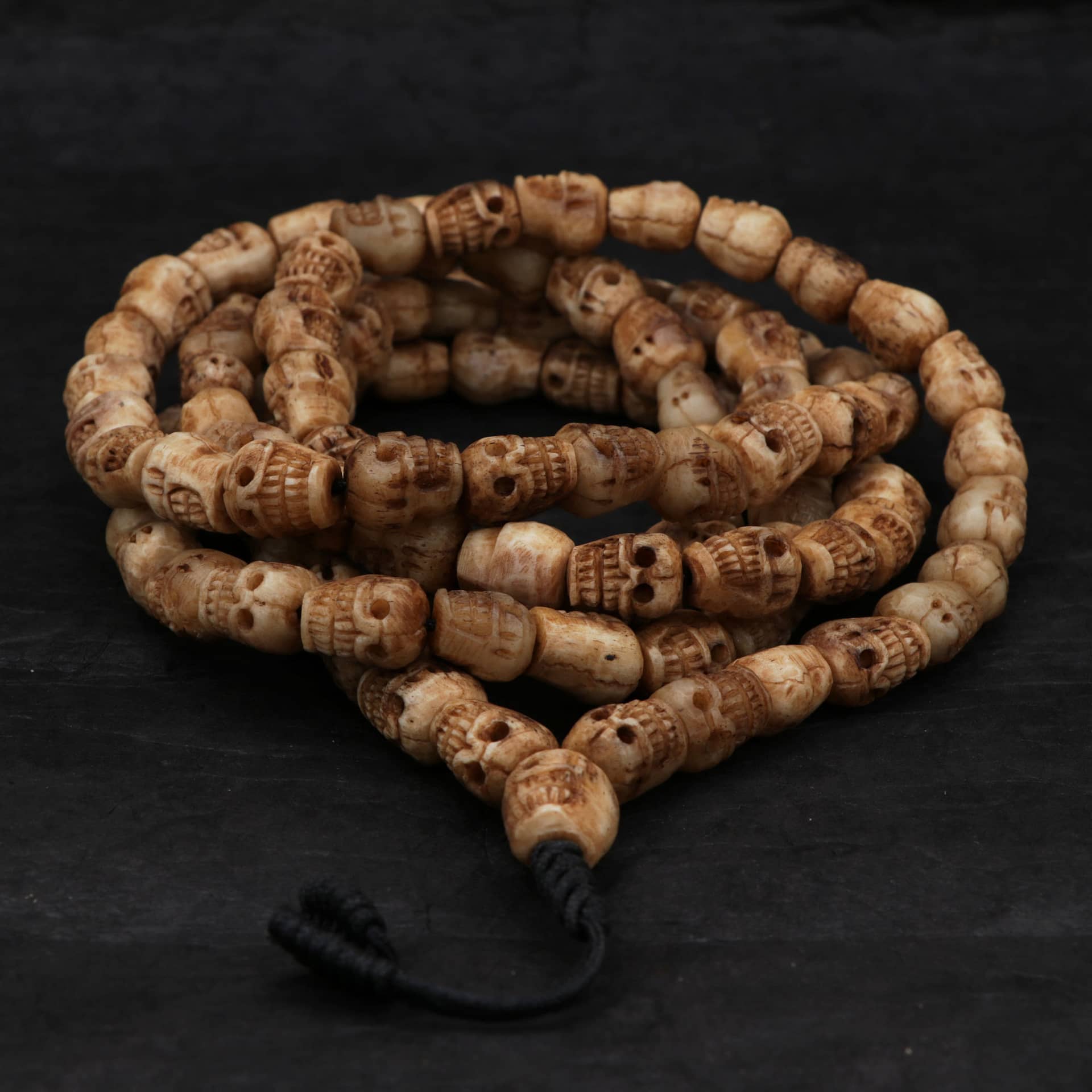 Bone Skulls Japa Mala Necklace/Bracelet Prayer & Yoga Beads - Cast a Stone